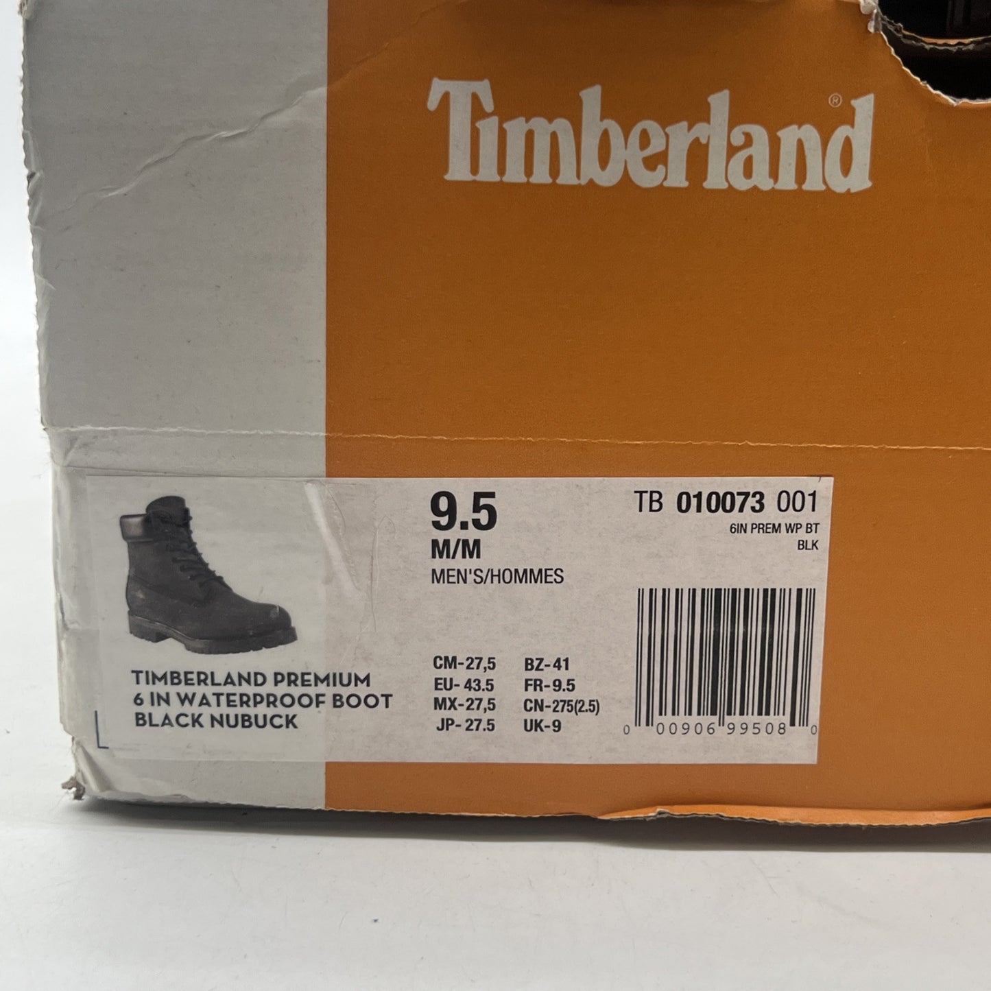 Size 9.5 - Mens Timberland Premium 6" Boot - Black Nubuck  (TB 010073-001)