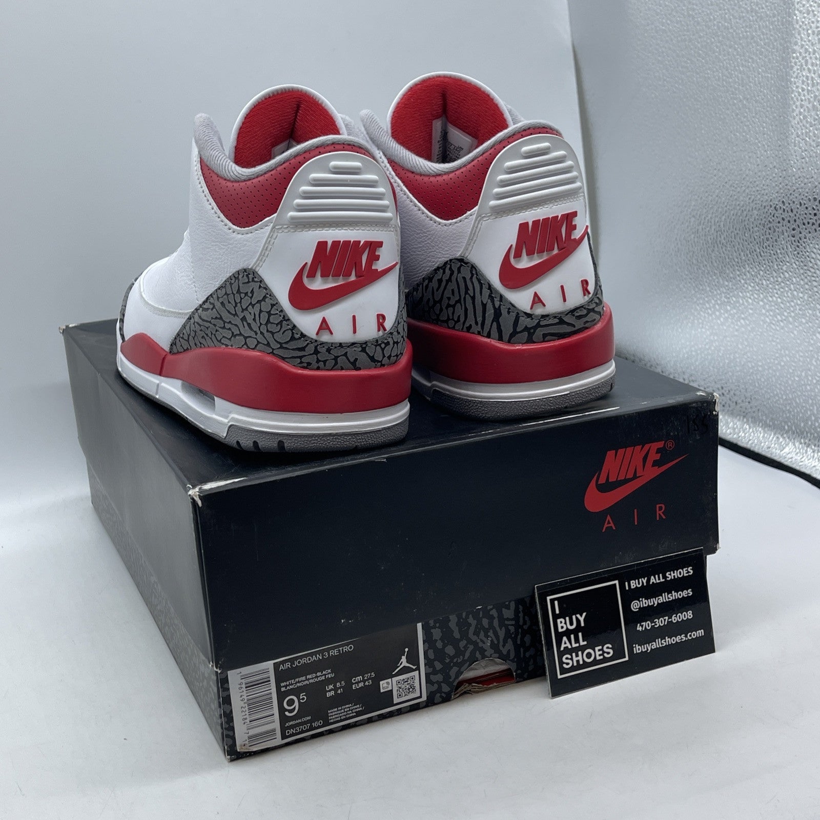 Size 9.5 - Jordan 3 Retro Mid Fire Red White Grey Suede Leather (DN3707-160)