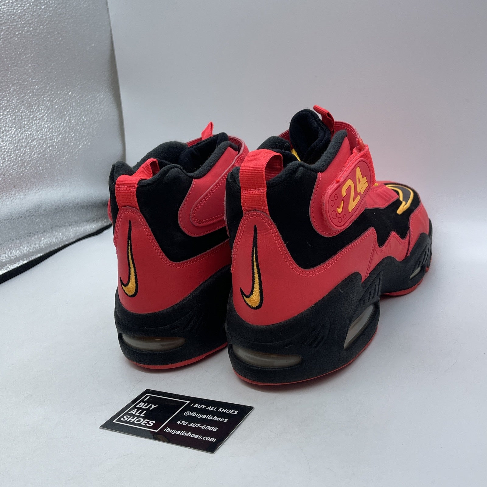 Size 11.5 - Nike Air Griffey Max 1 Red Pink Yellow Suede Leather (354912-010)