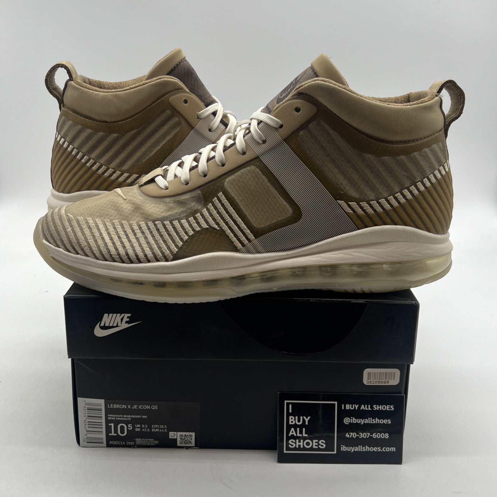 Size 10.5 - Nike John Elliott x LeBron Icon QS Parachute Beige (AQ0114-200)