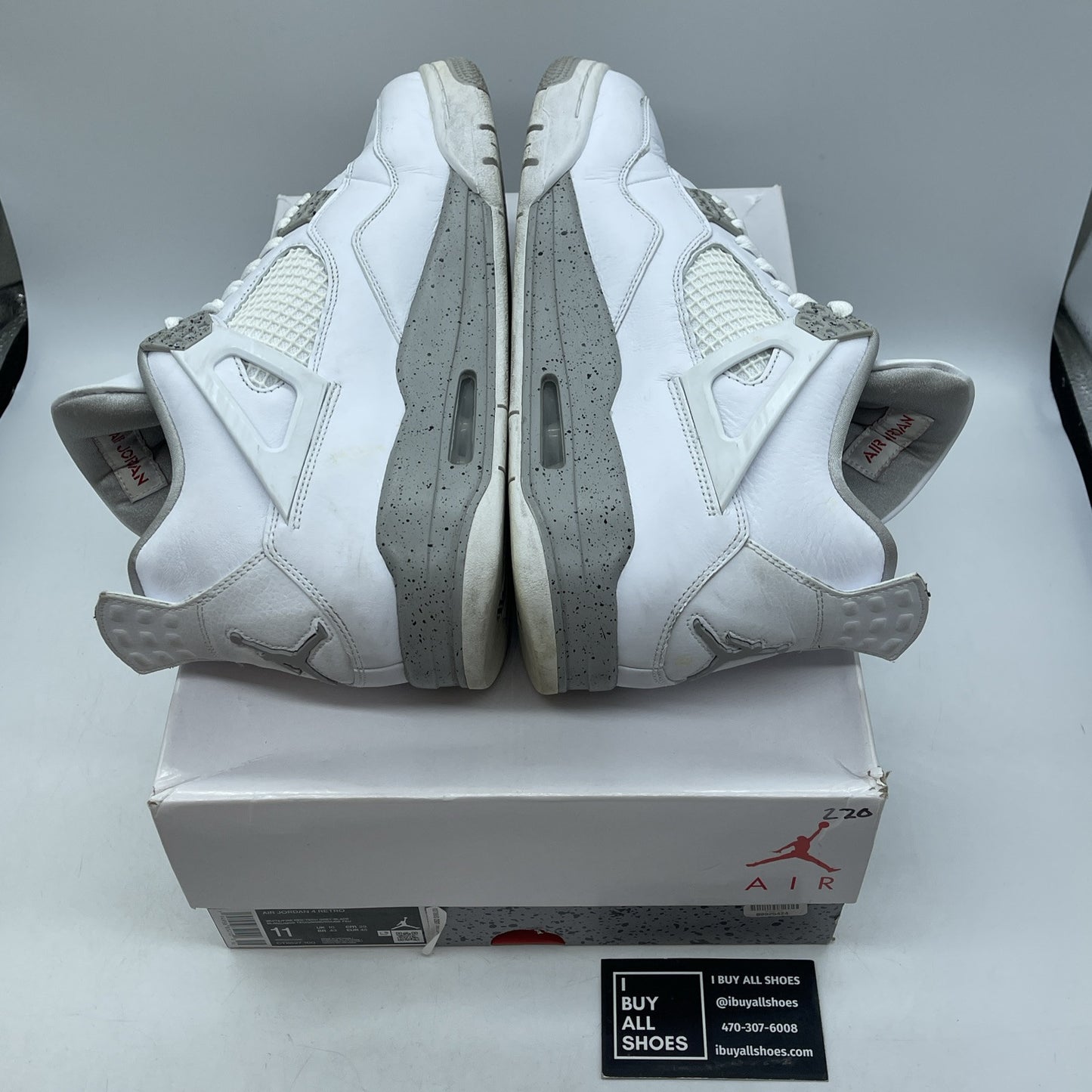 Size 11 - Jordan 4 Retro Mid White Oreo Grey Red Leather (CT8527-100)