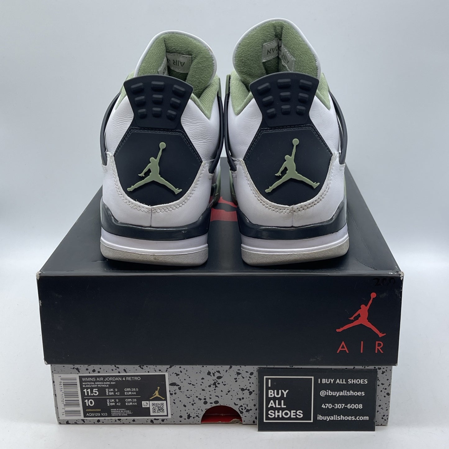 Size 11.5W - Jordan 4 Retro Mid Seafoam Green White Leather (AQ9129-103)