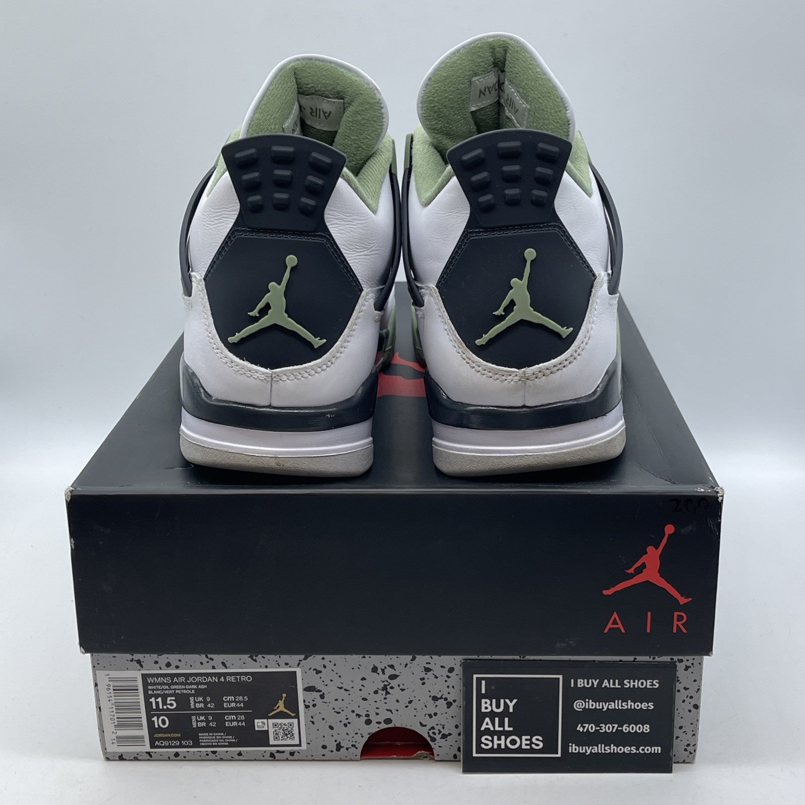 Size 11.5W - Jordan 4 Retro Mid Seafoam Green White Leather (AQ9129-103)