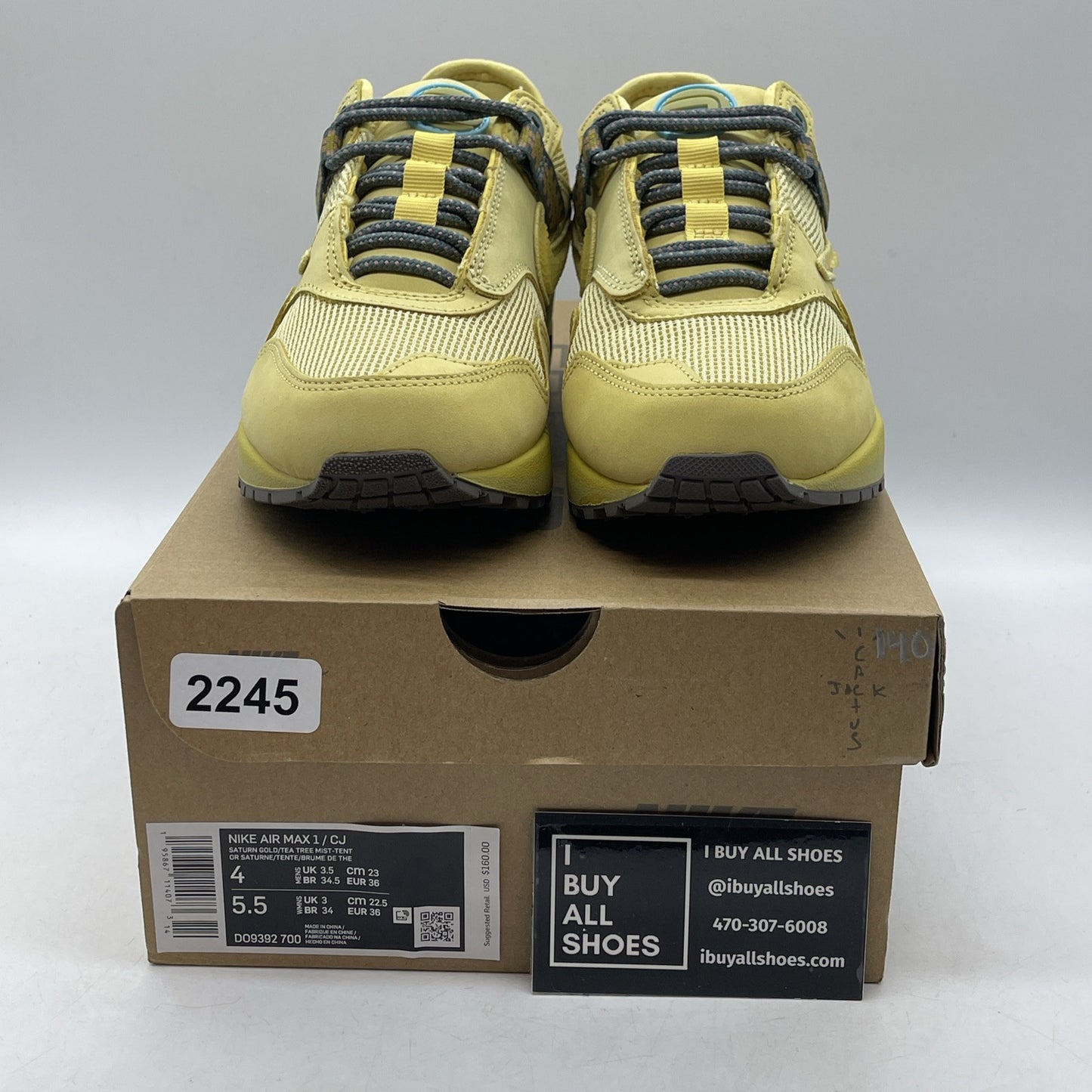 Size 4 - Nike Air Max 1 x Travis Scott Saturn Gold Suede Leather (DO9392-700(