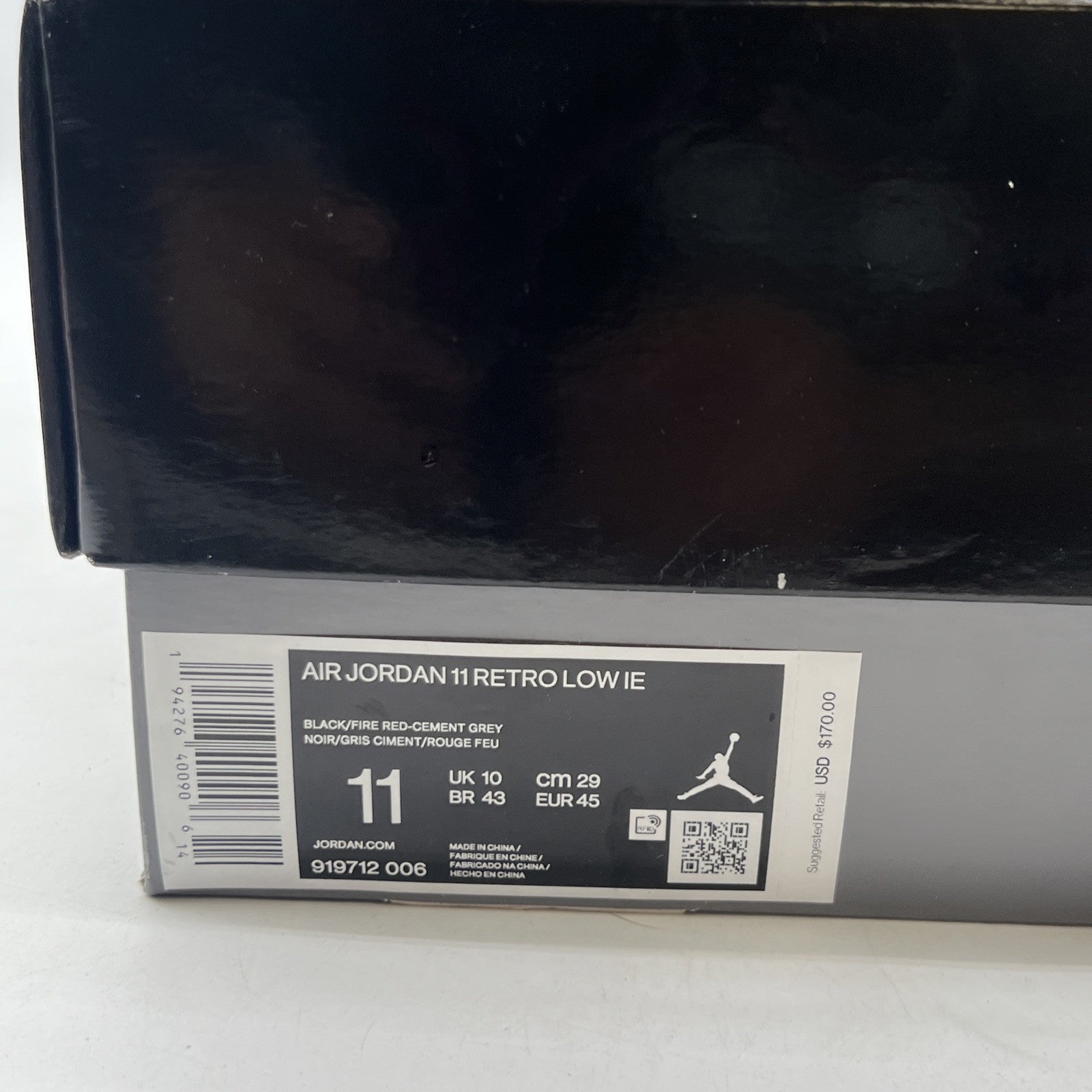 Size 11 - Air Jordan 11 Retro IE Low Black Cement (919712-006)