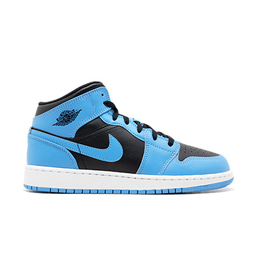Size 6.5Y (GS) - Air Jordan 1 Mid University Blue Black Leather (DQ8423-401)