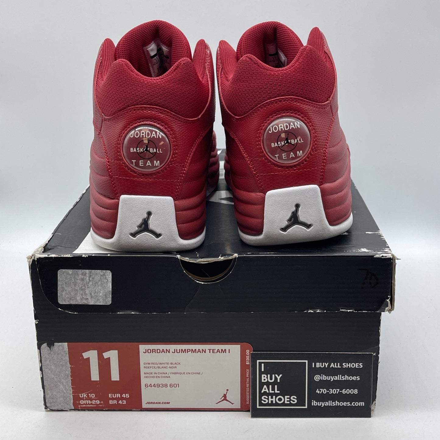 Size 11 - Jordan Jumpman Team 1 Red White  Black Leather (644938-601)