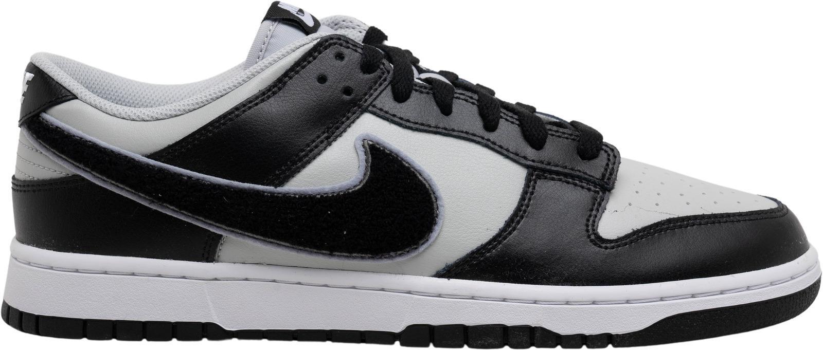 Size 12.5 - Nike Dunk Low Chenille Swoosh  Black Grey Fog Leather (DQ7683-001)