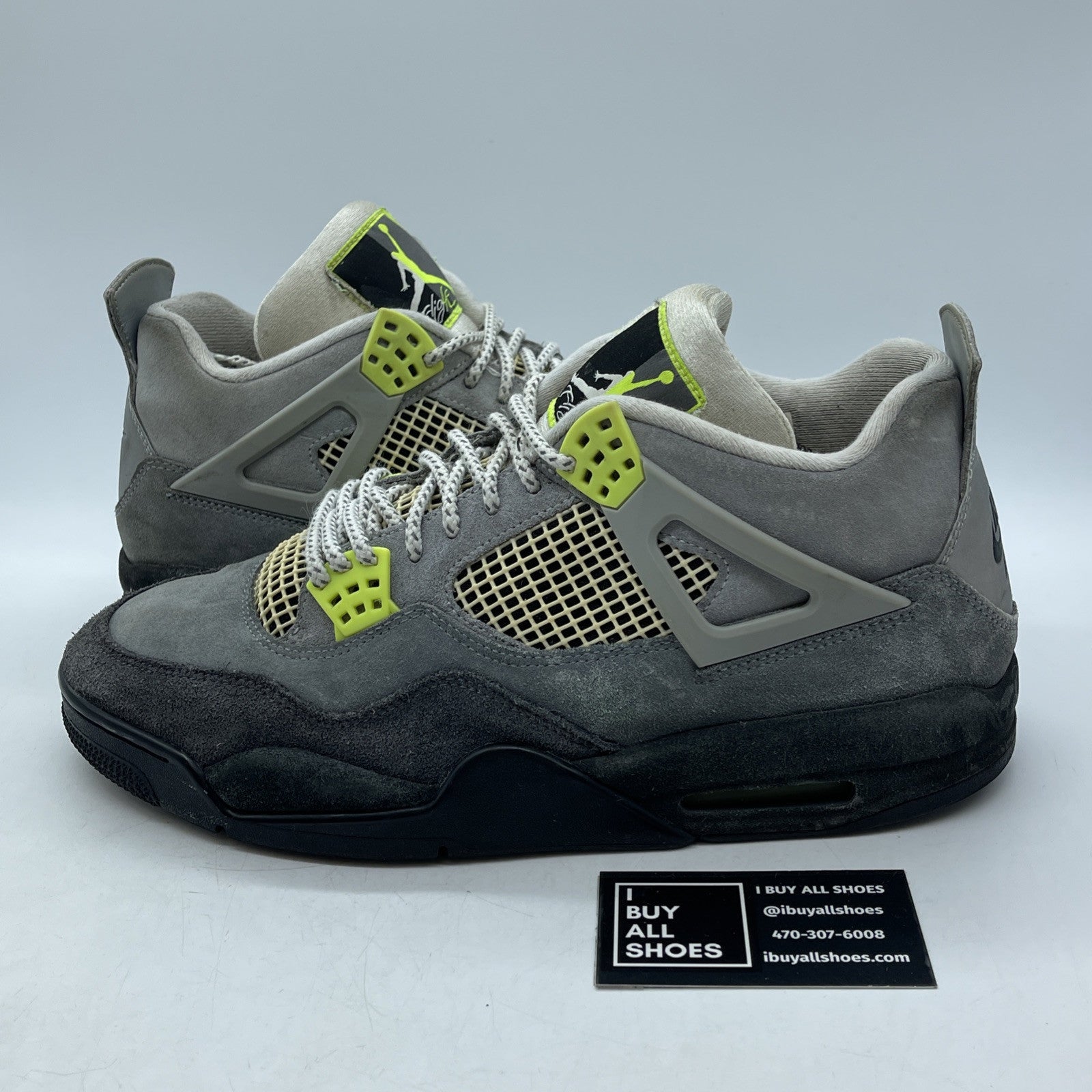 Size 12 - Jordan 4 Retro SE Mid Neon 95 Grey Black Suede (CT5342-007)