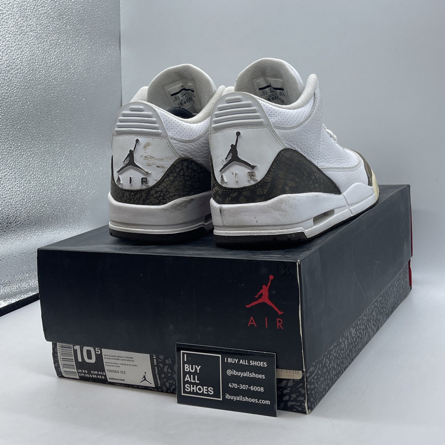 Size 10.5 - Air Jordan 3 Retro 2018 Mocha Brown White Suede (136064-122)