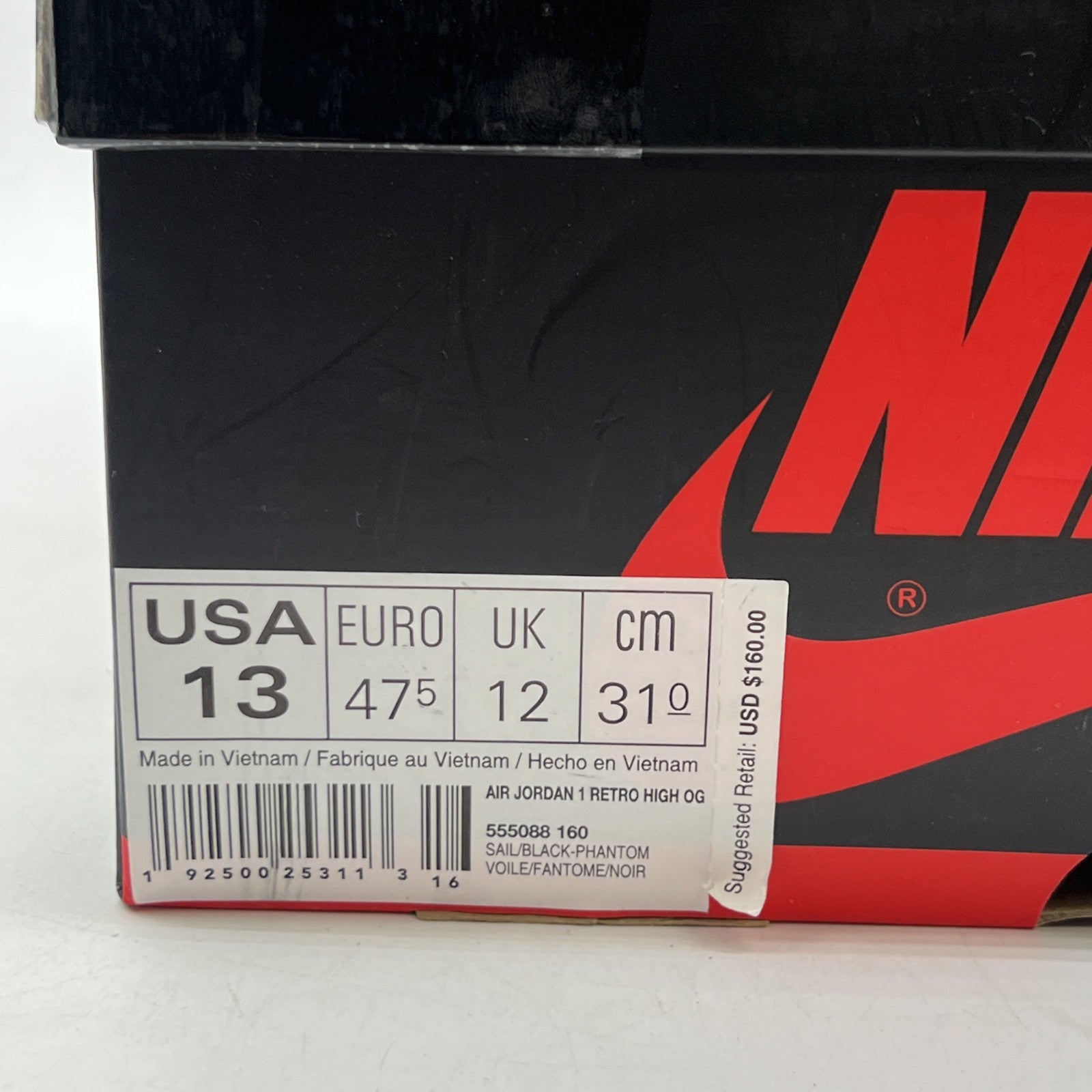 Size 13 - Air Jordan 1 Retro OG High Phantom (555088-160)