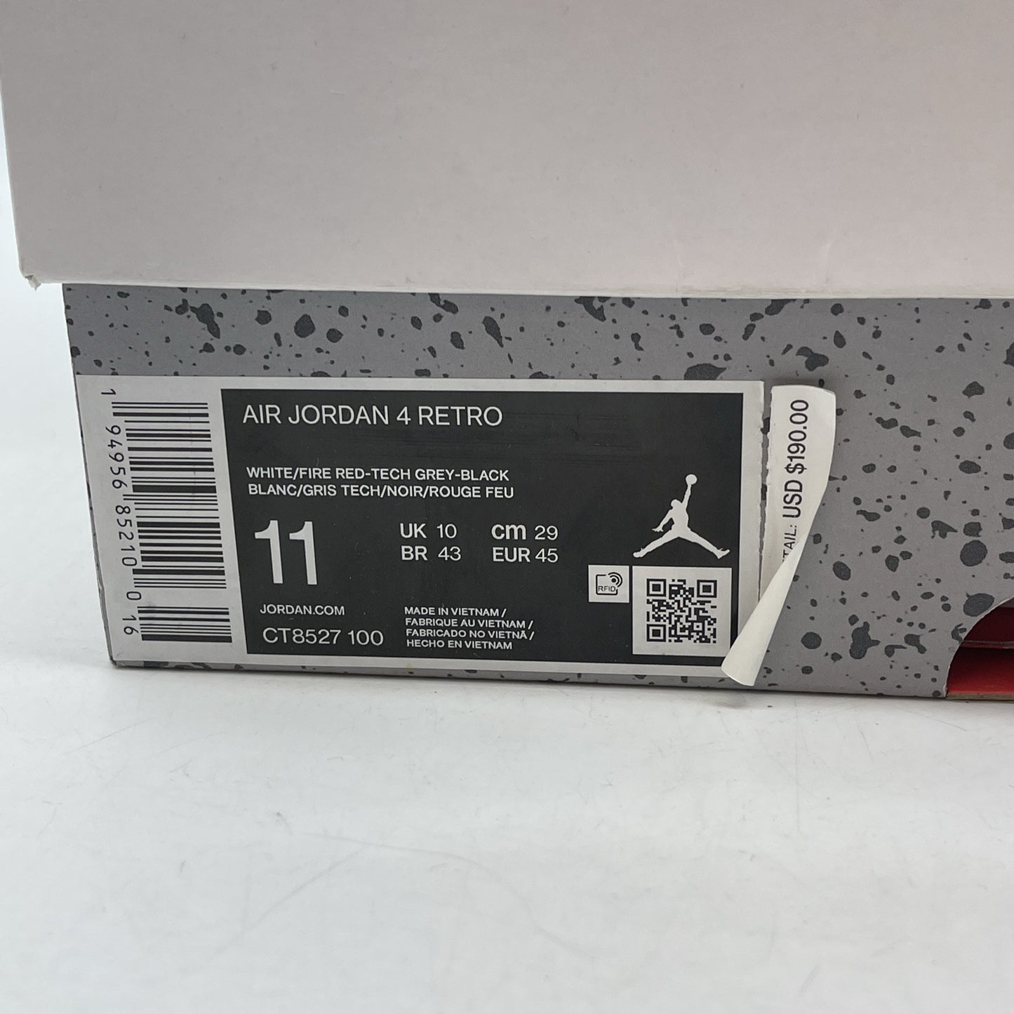 Size 11 - Jordan 4 Retro Mid White Oreo Grey Red Leather (CT8527-100)