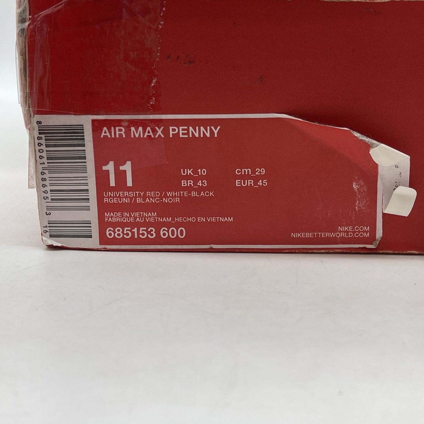 Size 11 - Nike Air Max Penny 1 University Red Black Suede (685153-600)