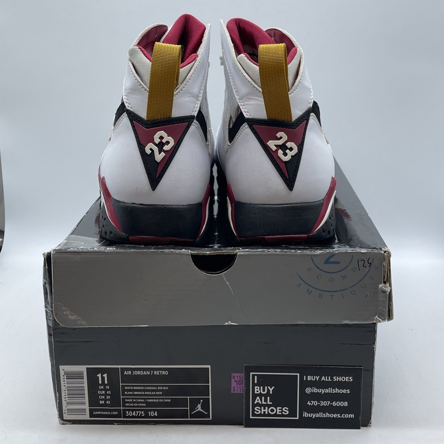 Size 11 - Air Jordan 7 Retro 2011 Cardinal White Black Red Leather (304775-104)