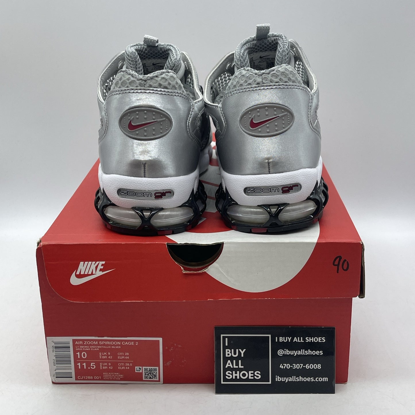 Size 10 - New Nike Zoom Spiridon Caged 2 Metallic Silver 2024 Authentic Low