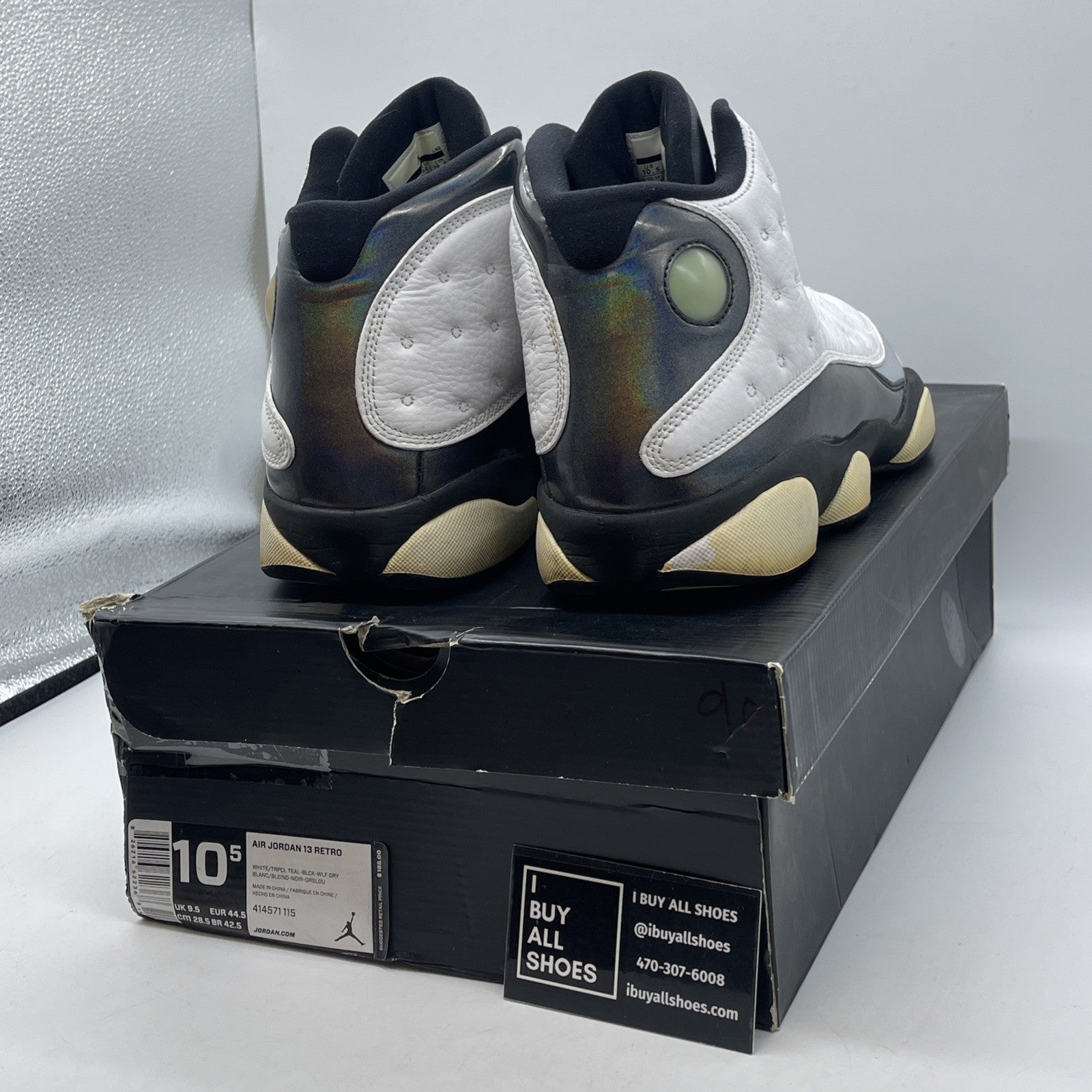 Size 10.5 - Air Jordan 13 Retro Barons Grey White Leather (414571-115)