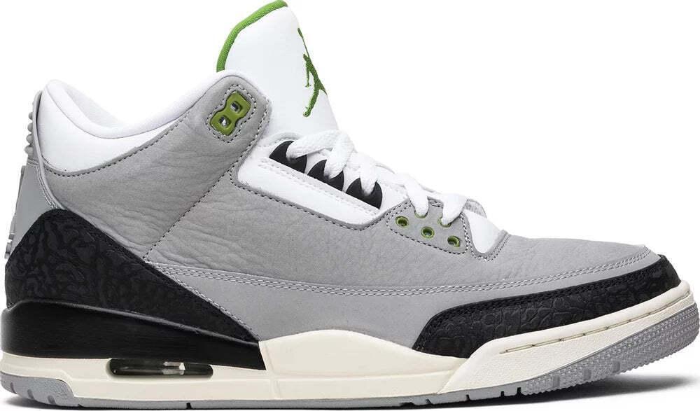 Size 10.5 - Air Jordan 3 Retro Chlorophyll Grey White Leather Suede (136064-006)