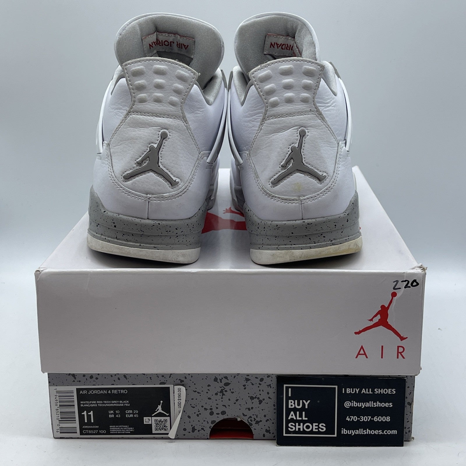 Size 11 - Jordan 4 Retro Mid White Oreo Grey Red Leather (CT8527-100)