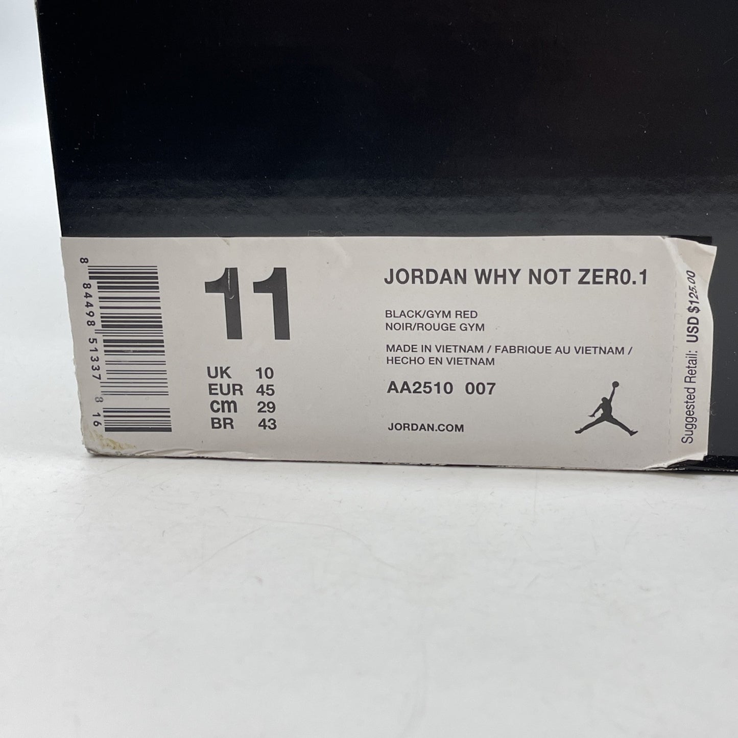 Size 11 - Jordan Why Not Zer0.1 Bred Suede Leather (AA2510-007)