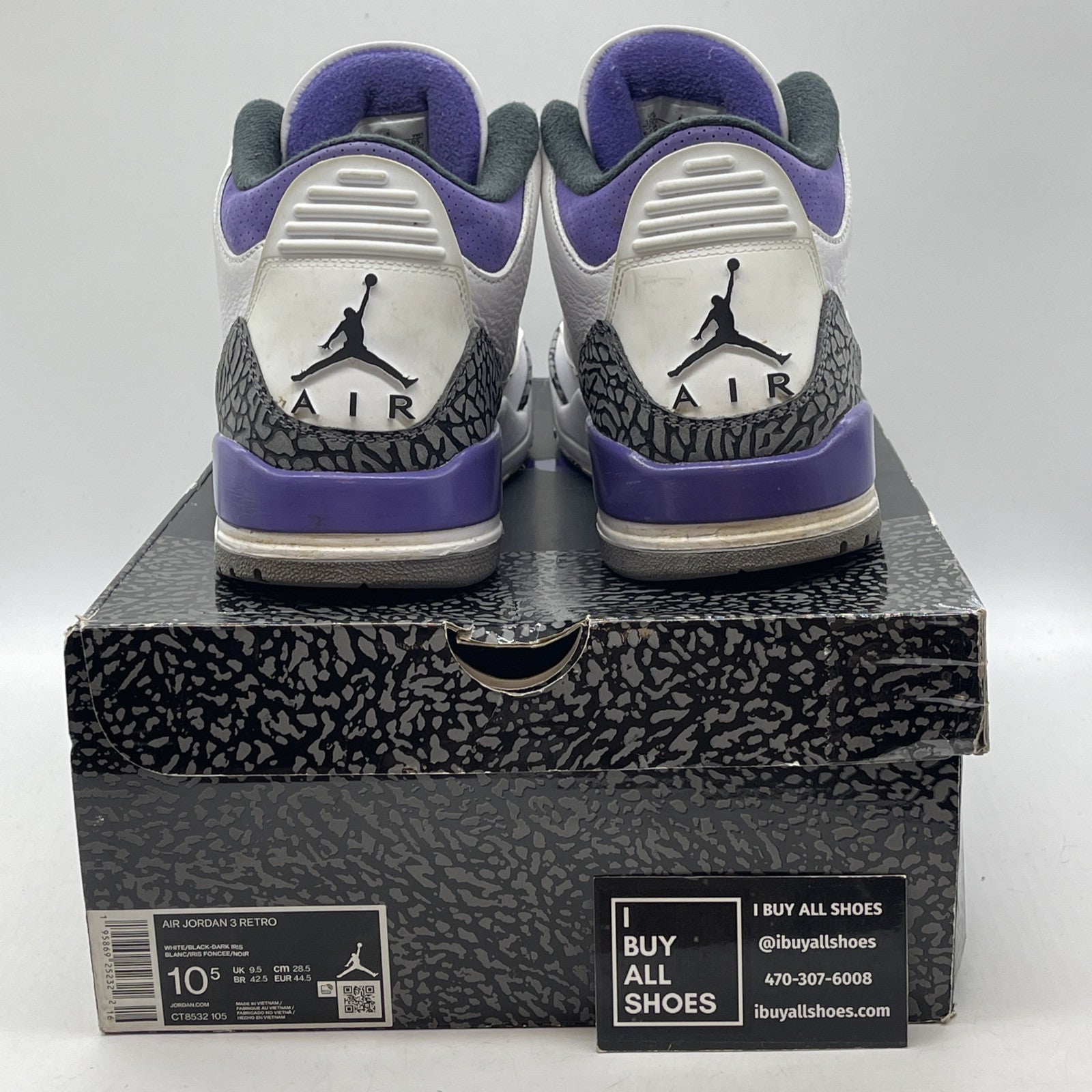 Size 10.5 - Jordan 3 Retro Mid Dark Iris White Grey Suede Leather (CT8532-105)