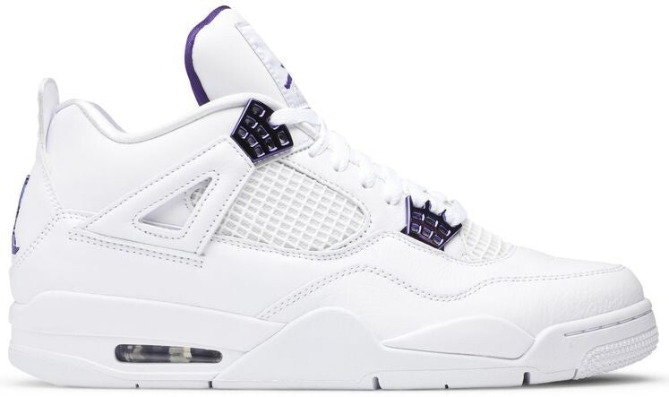 Size 5.5Y - Jordan 4 Retro Mid Purple Metallic White Leather (408452-115)