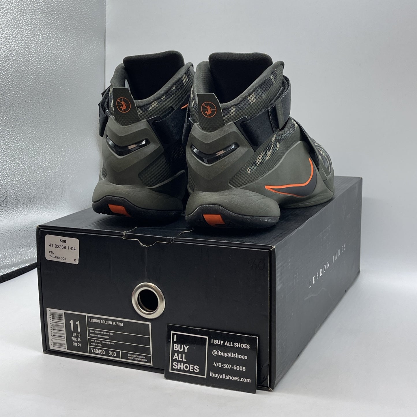 Size 11 - Nike LeBron Soldier 9 Premium Camo Green Black (749490-303)