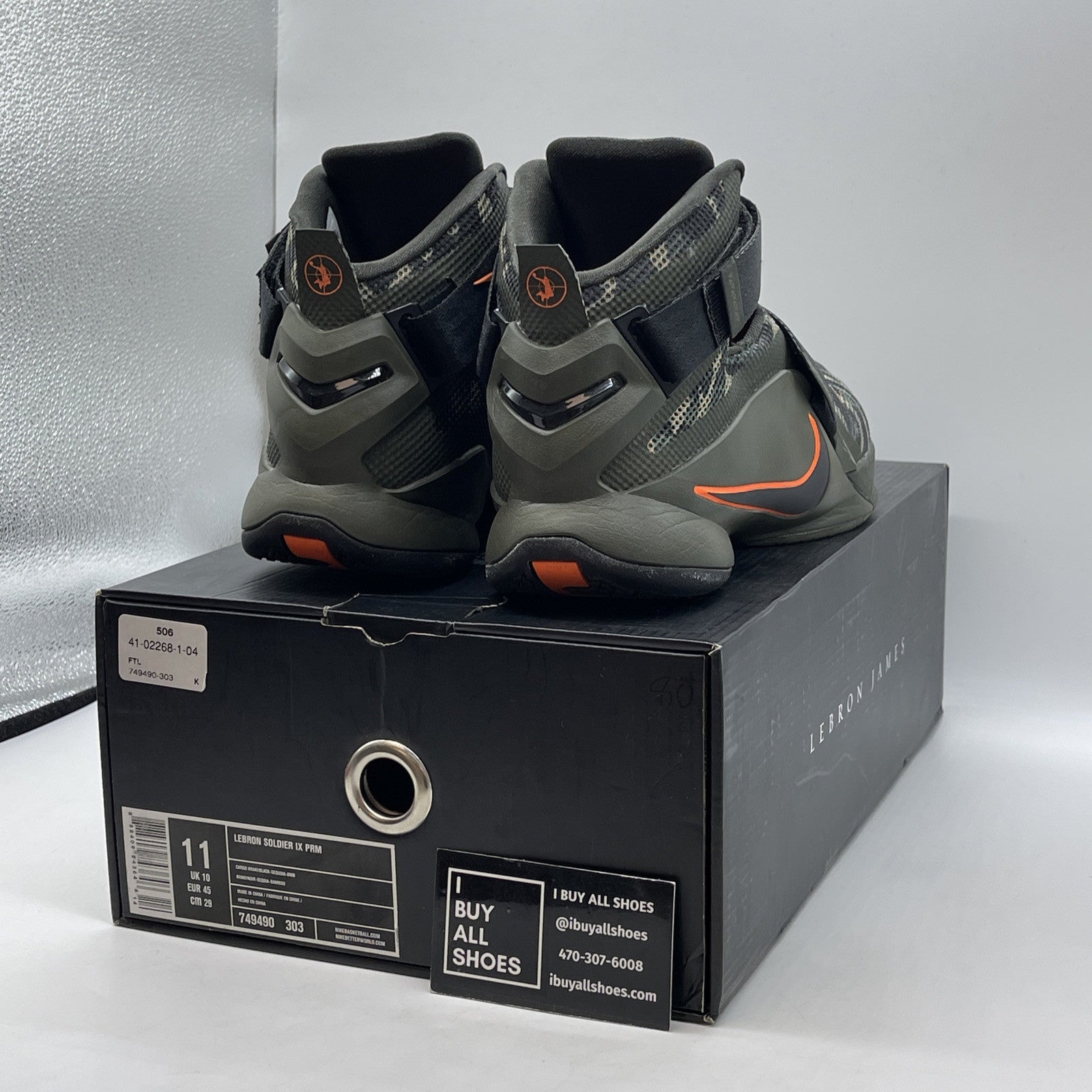 Size 11 - Nike LeBron Soldier 9 Premium Camo Green Black (749490-303)