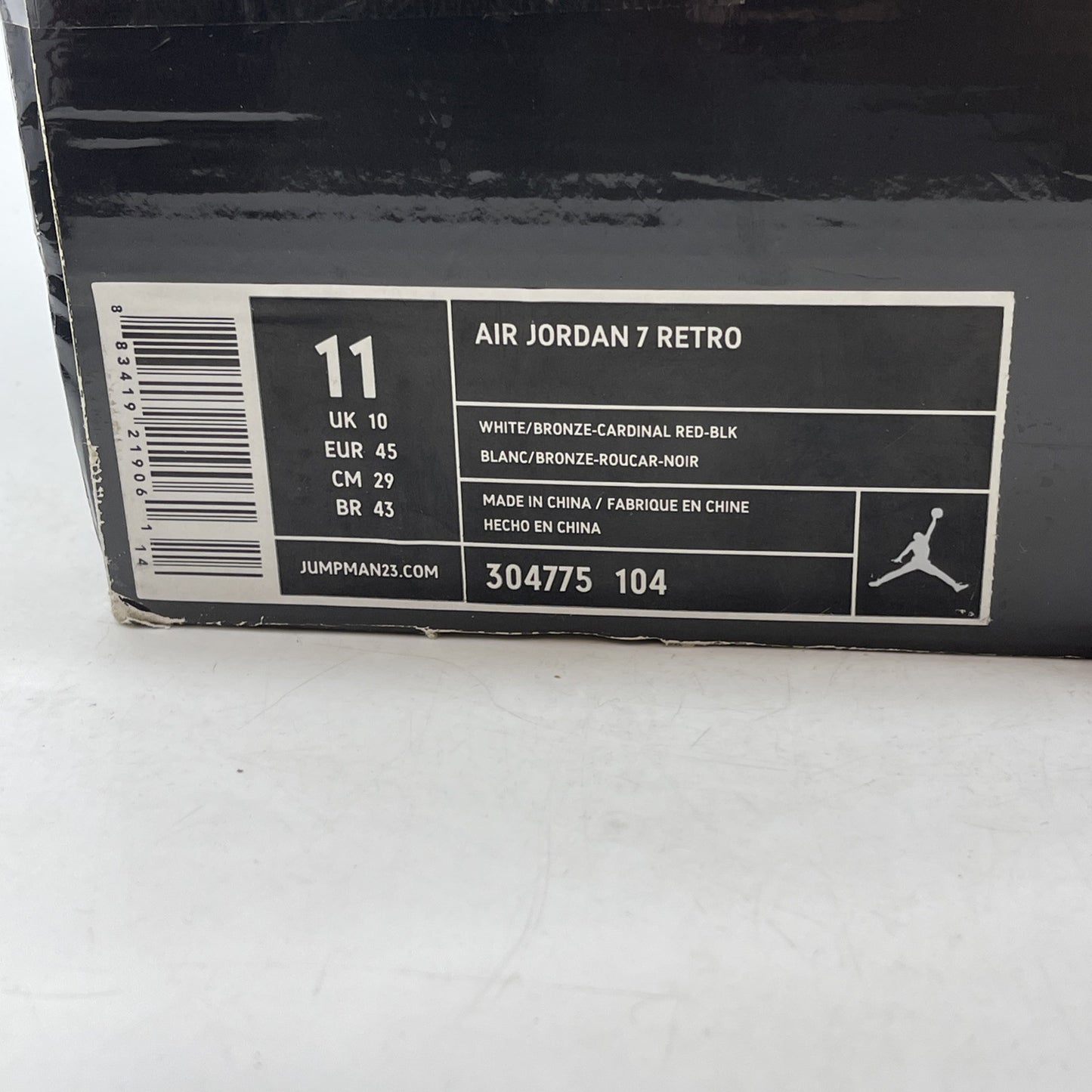 Size 11 - Air Jordan 7 Retro 2011 Cardinal White Black Red Leather (304775-104)