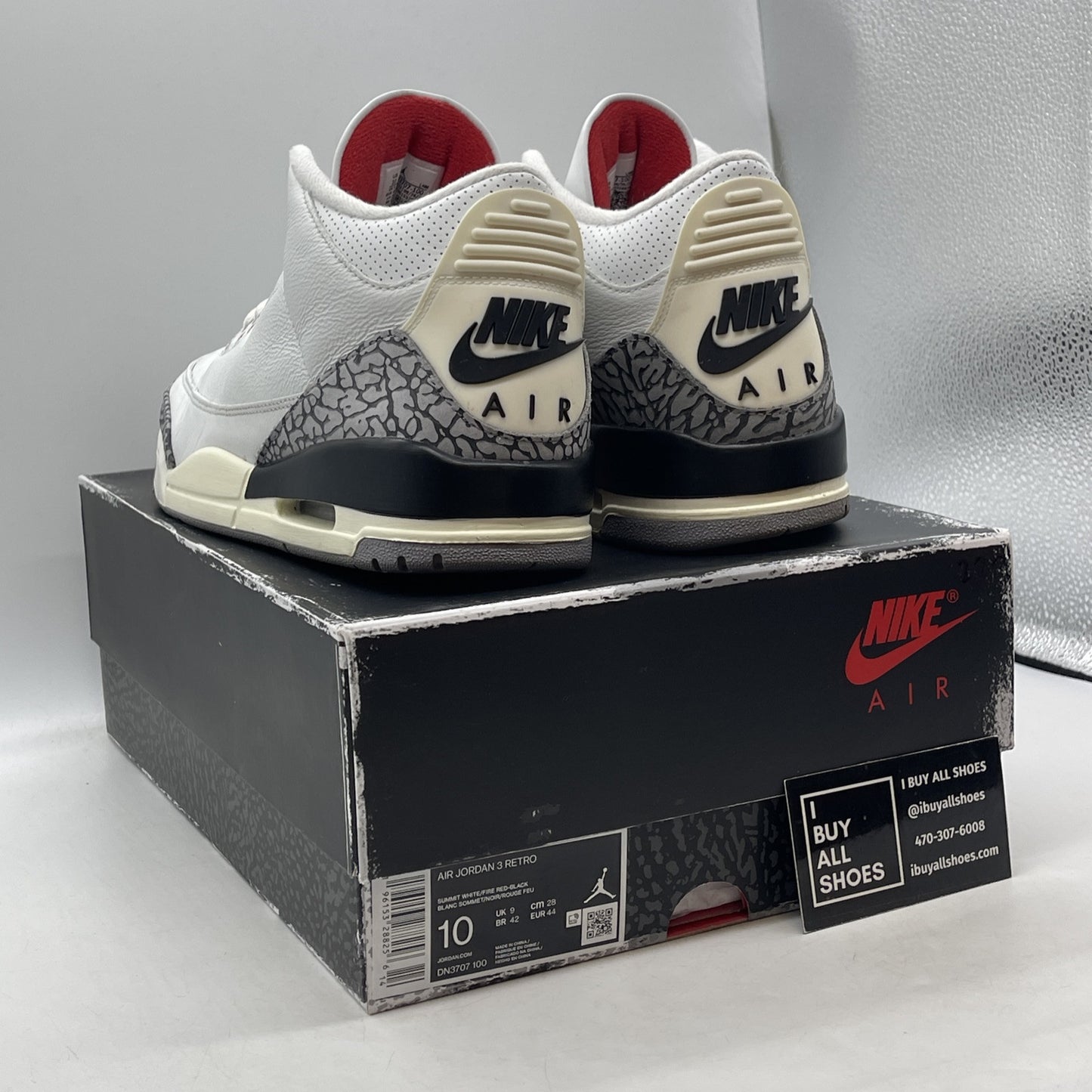Size 10 - Jordan 3 Retro Mid White Cement Reimagined Gray Black Suede DN3707-100