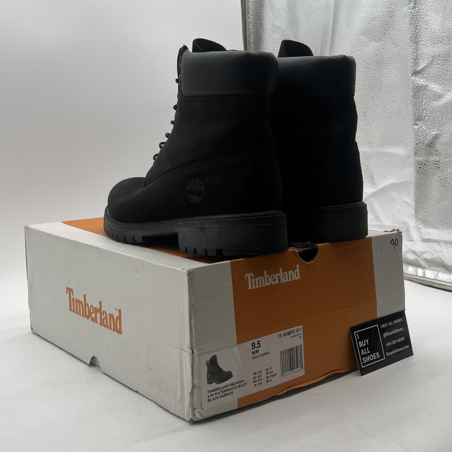 Size 9.5 - Mens Timberland Premium 6" Boot - Black Nubuck  (TB 010073-001)