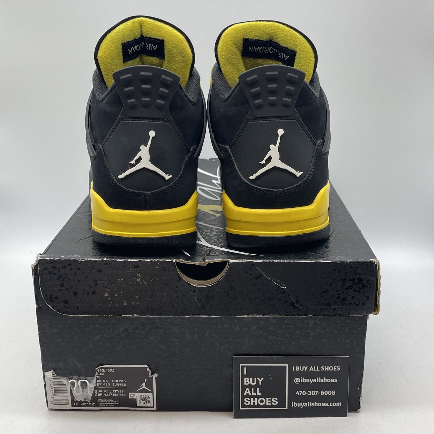 Size 10 - Jordan 4 Retro Mid Thunder Yellow Black White Suede (DH6927-017)