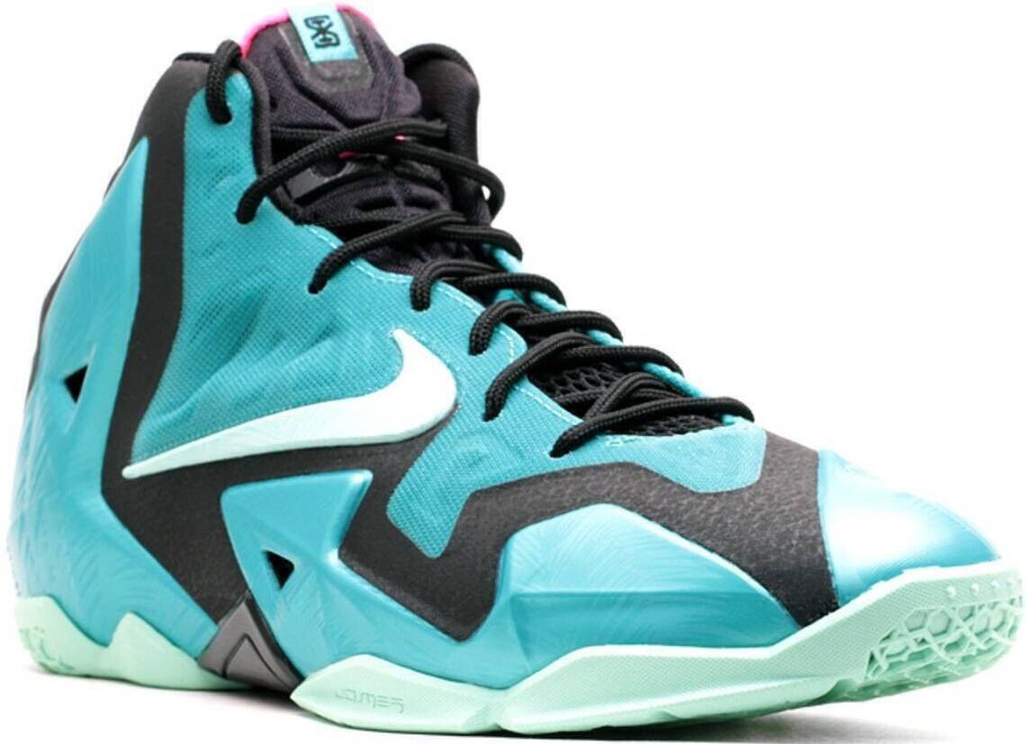Size 10.5 - Nike LeBron 11 South Beach Blue Black Leather (616175-330)