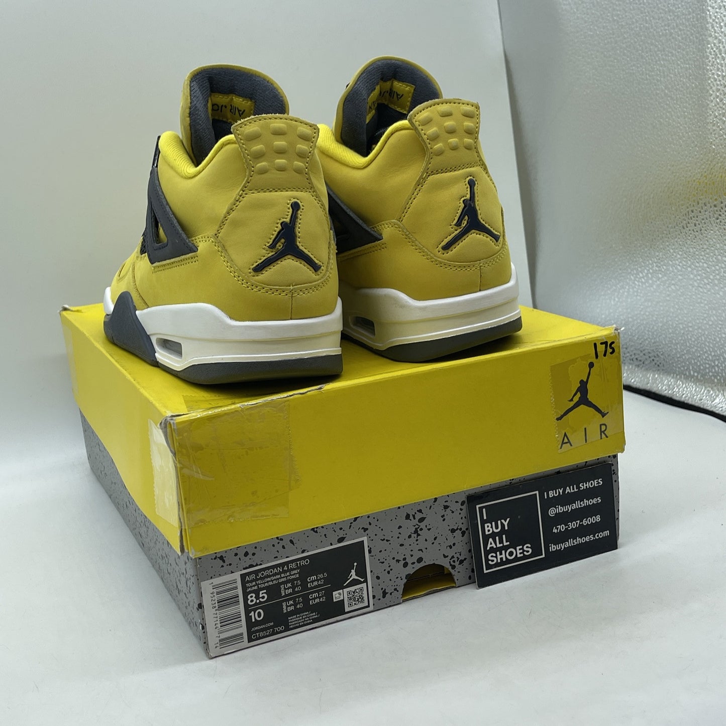 Size 8.5 - Jordan 4 Retro Mid Lightning White Black Grey Suede (CT8527-700)