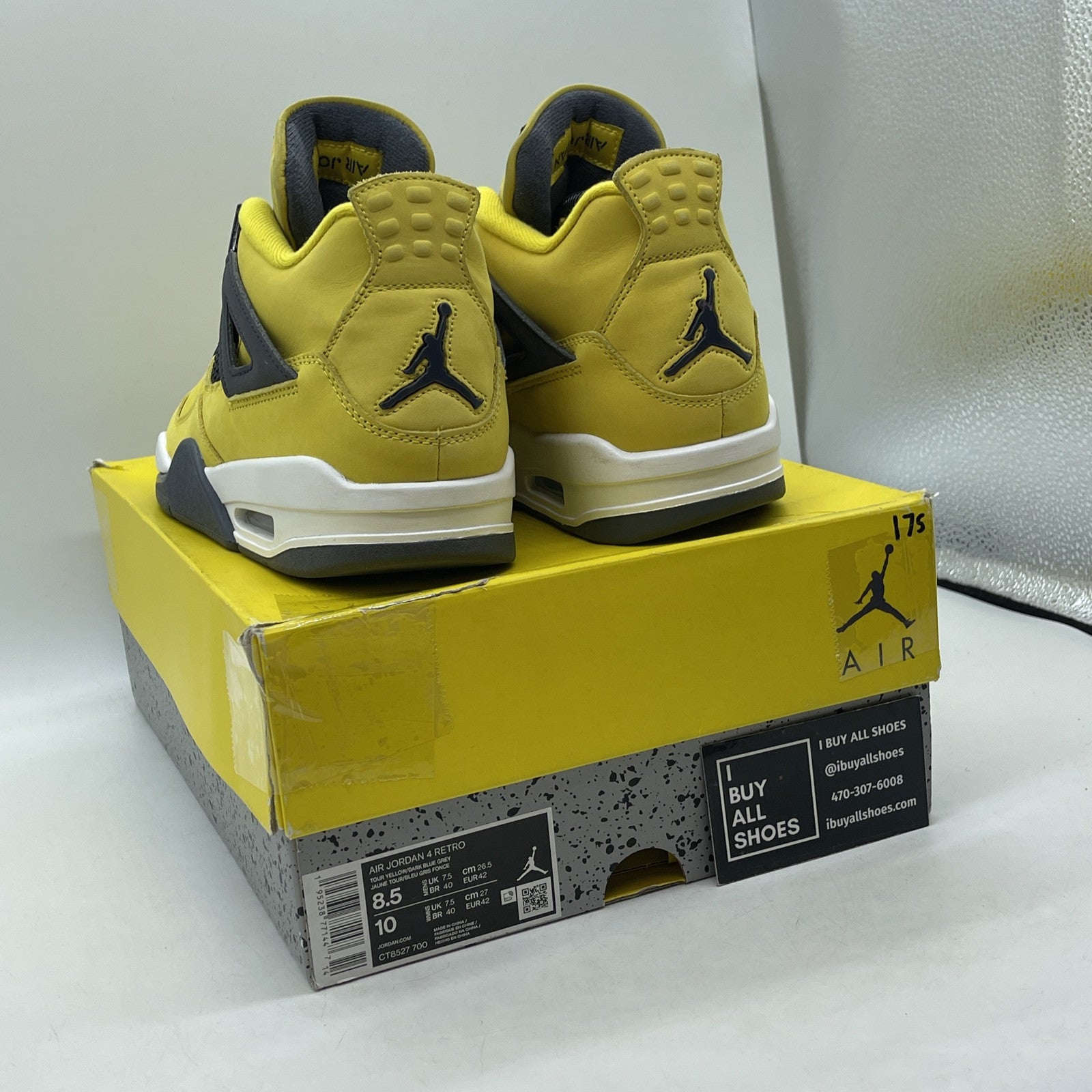 Size 8.5 - Jordan 4 Retro Mid Lightning White Black Grey Suede (CT8527-700)