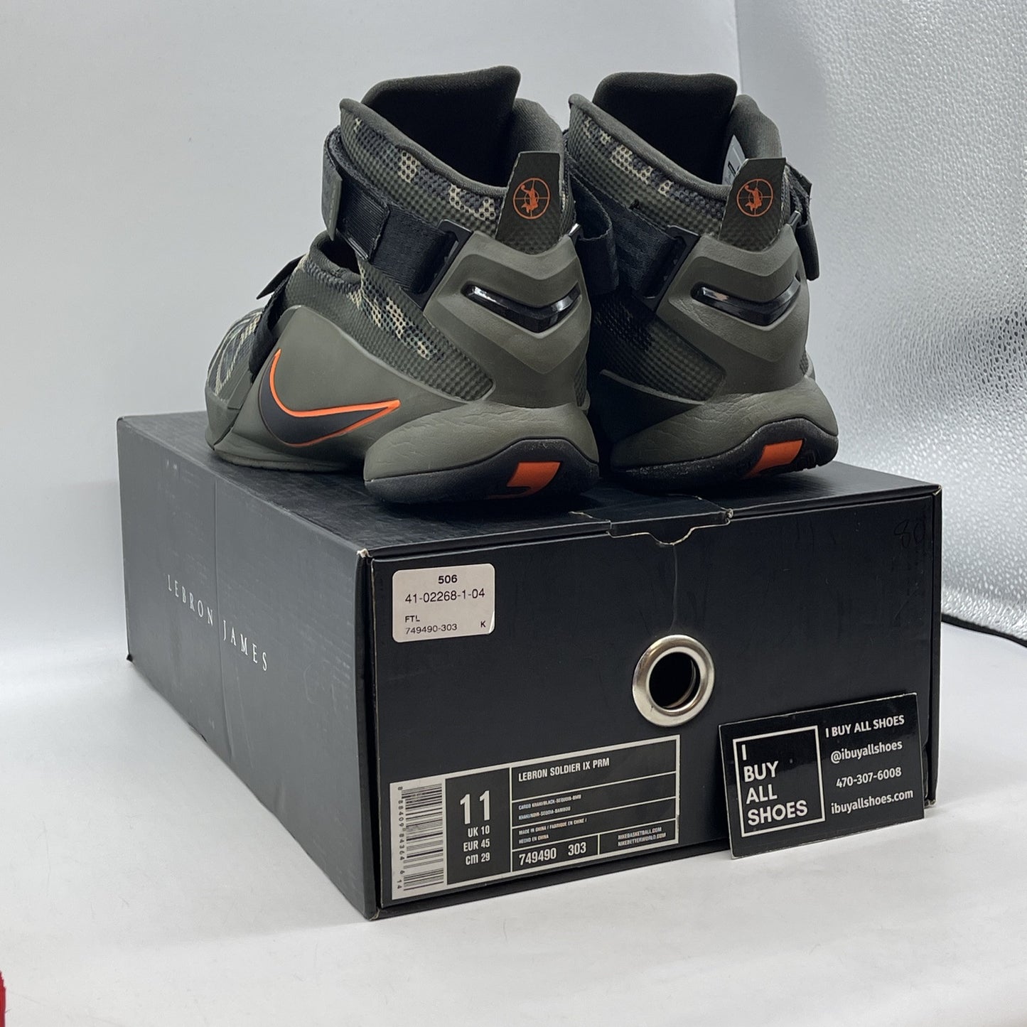 Size 11 - Nike LeBron Soldier 9 Premium Camo Green Black (749490-303)