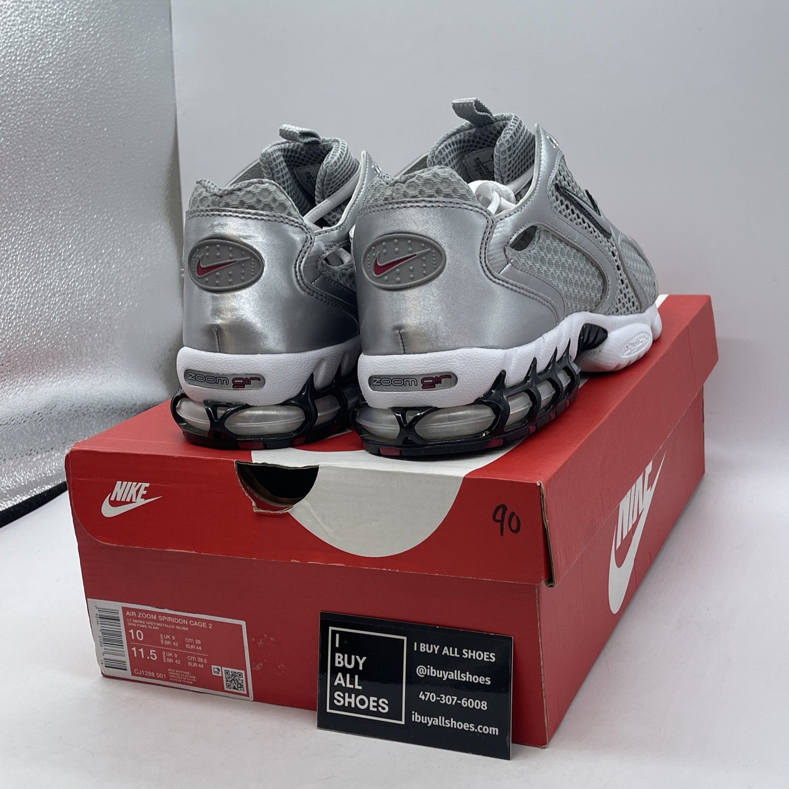 Size 10 - New Nike Zoom Spiridon Caged 2 Metallic Silver 2024 Authentic Low