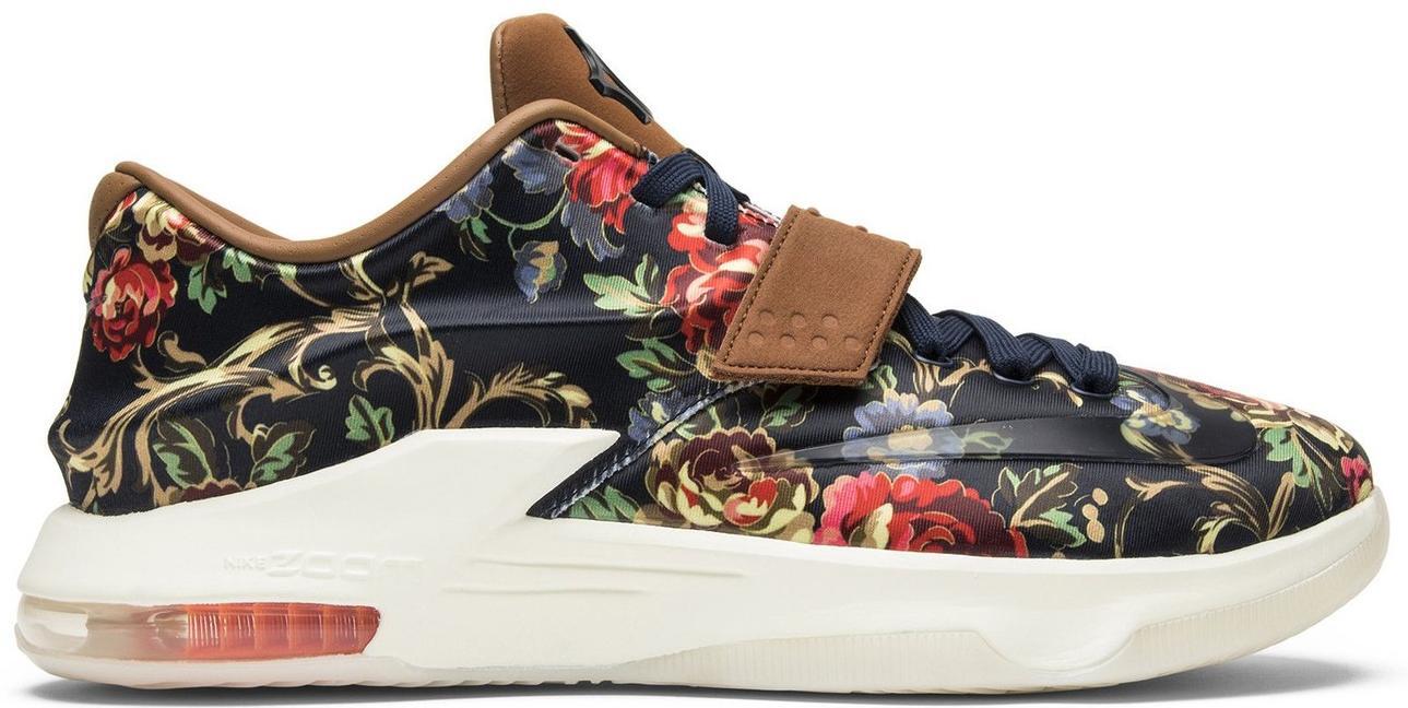 Size 13 - Nike KD 7 EXT QS Floral Brown Black Suede Leather (726438-400)