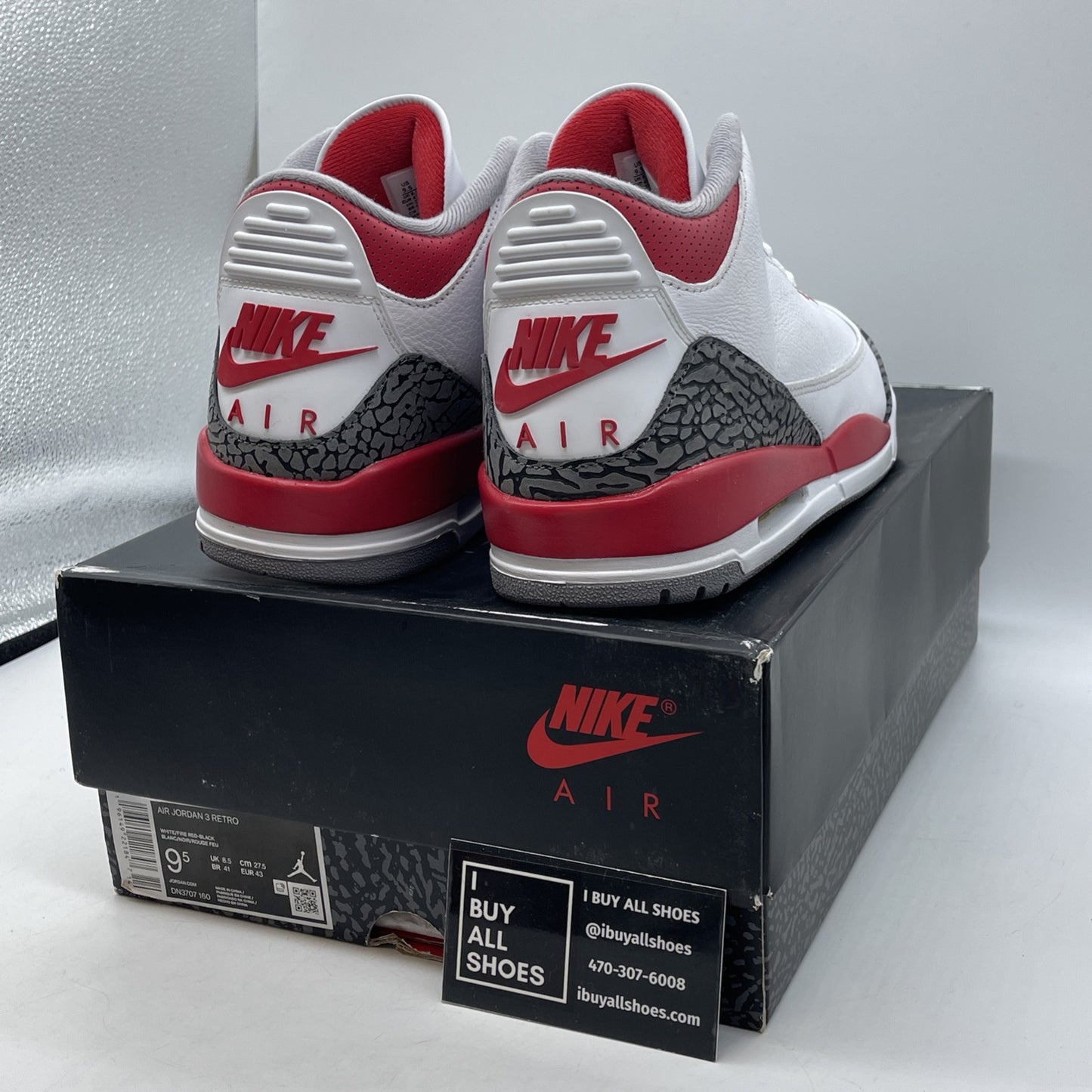 Size 9.5 - Jordan 3 Retro Mid Fire Red White Grey Suede Leather (DN3707-160)