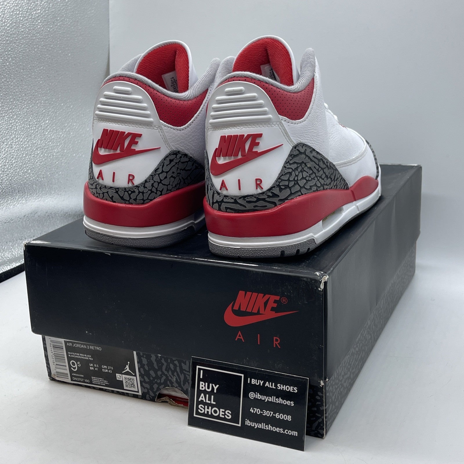 Size 9.5 - Jordan 3 Retro Mid Fire Red White Grey Suede Leather (DN3707-160)