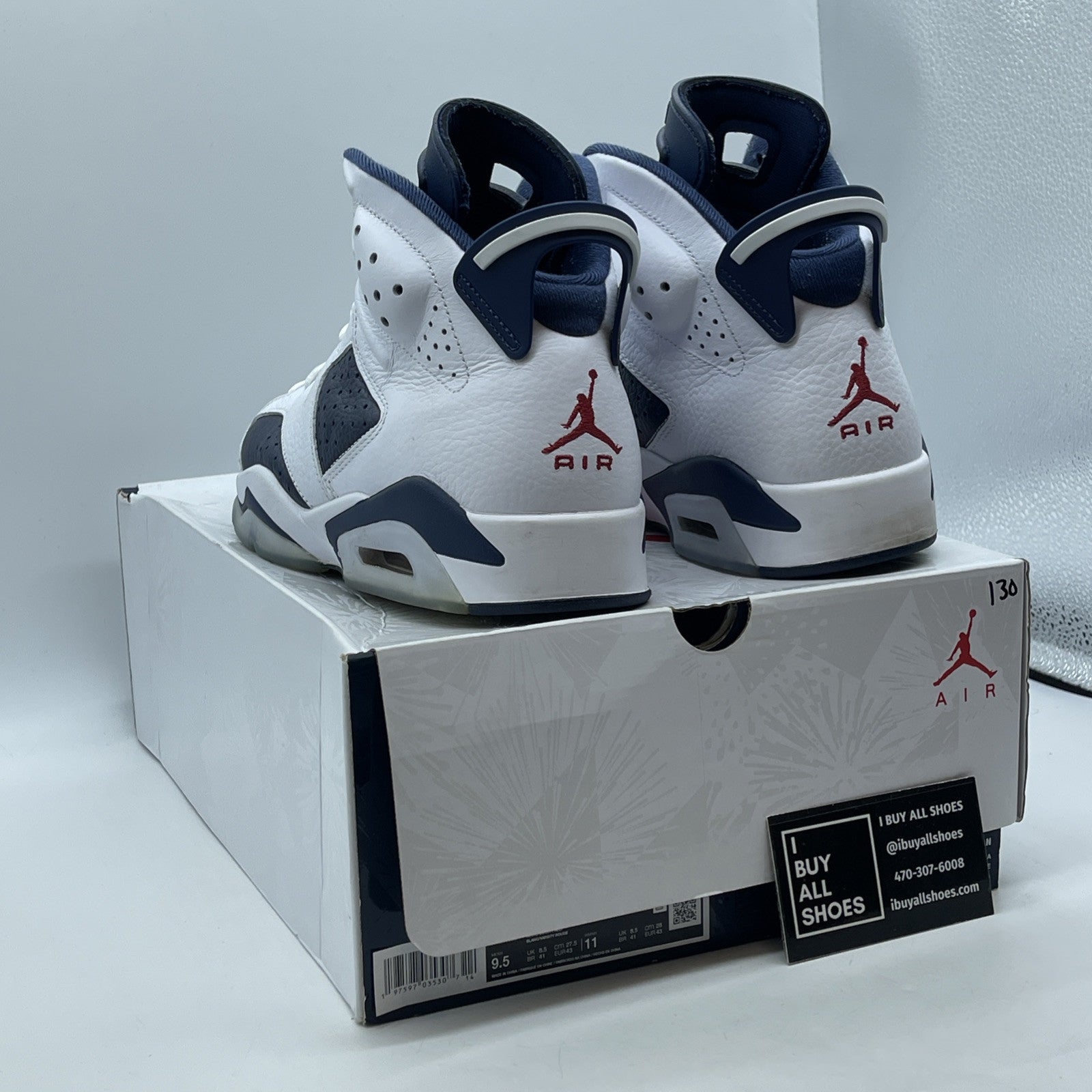 Size 9.5 - Air Jordan 6 Retro 2024 Olympic Blue White Leather (CT8529-164)