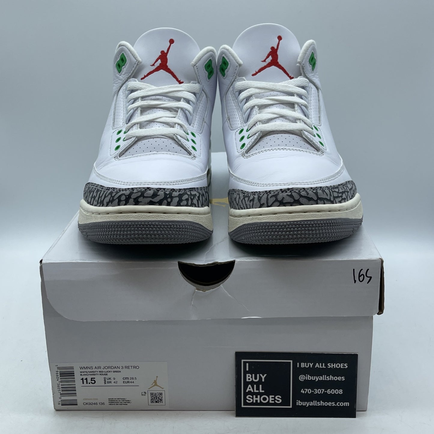 Size 11.5 - Nike Air Jordan 3 Retro Lucky Green White Grey. Suede (CK9246-136)