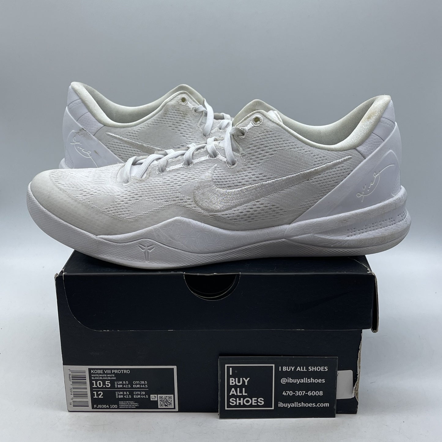 Size 10.5 - Nike Kobe 8 Protro Low Halo White Black Suede (FJ9364-100)