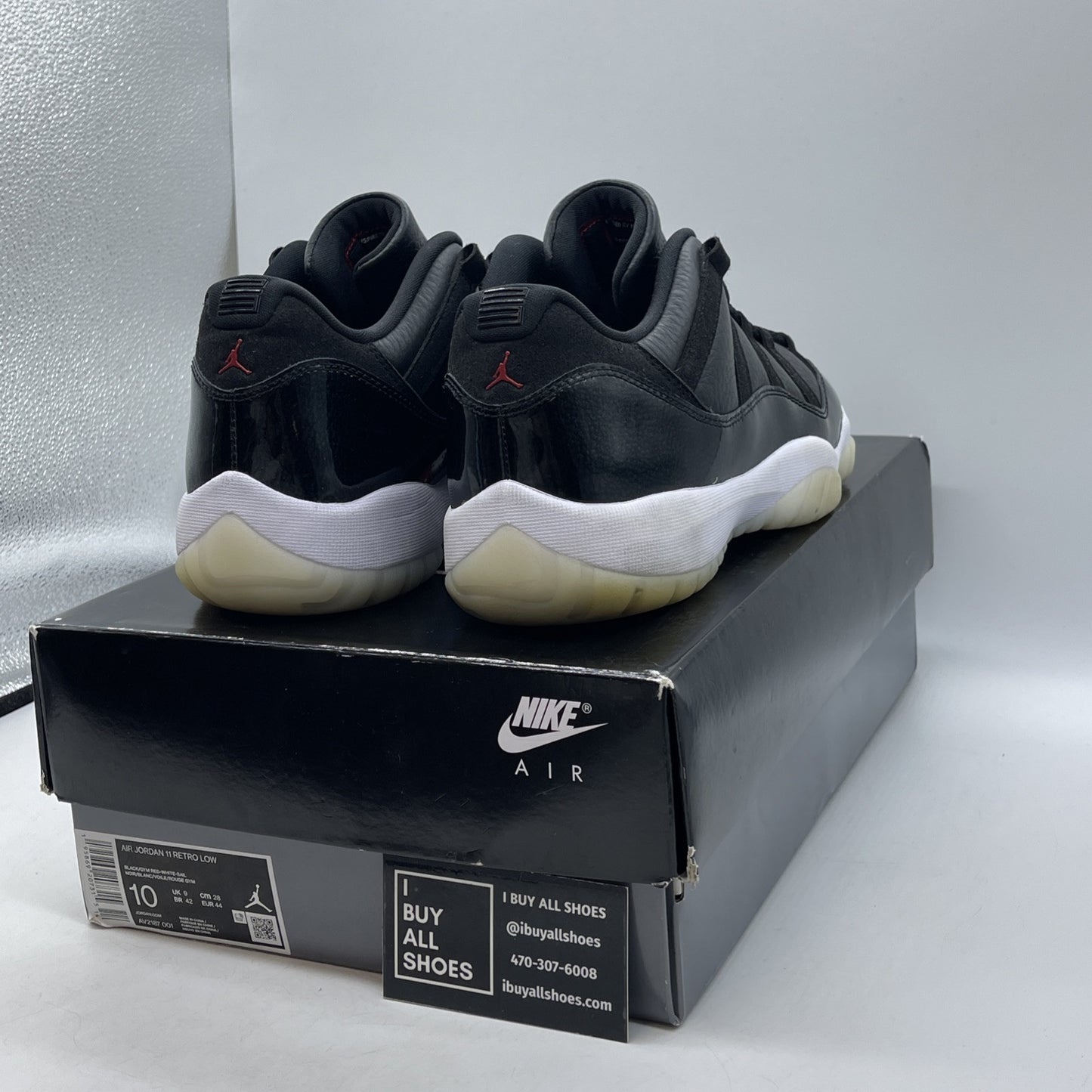 Size 10 - Jordan 11 Retro Low 72-10 Black Red Suede Leather (AV2187-001)