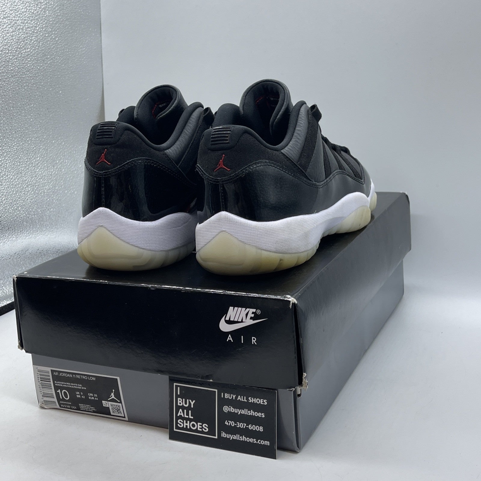 Size 10 - Jordan 11 Retro Low 72-10 Black Red Suede Leather (AV2187-001)