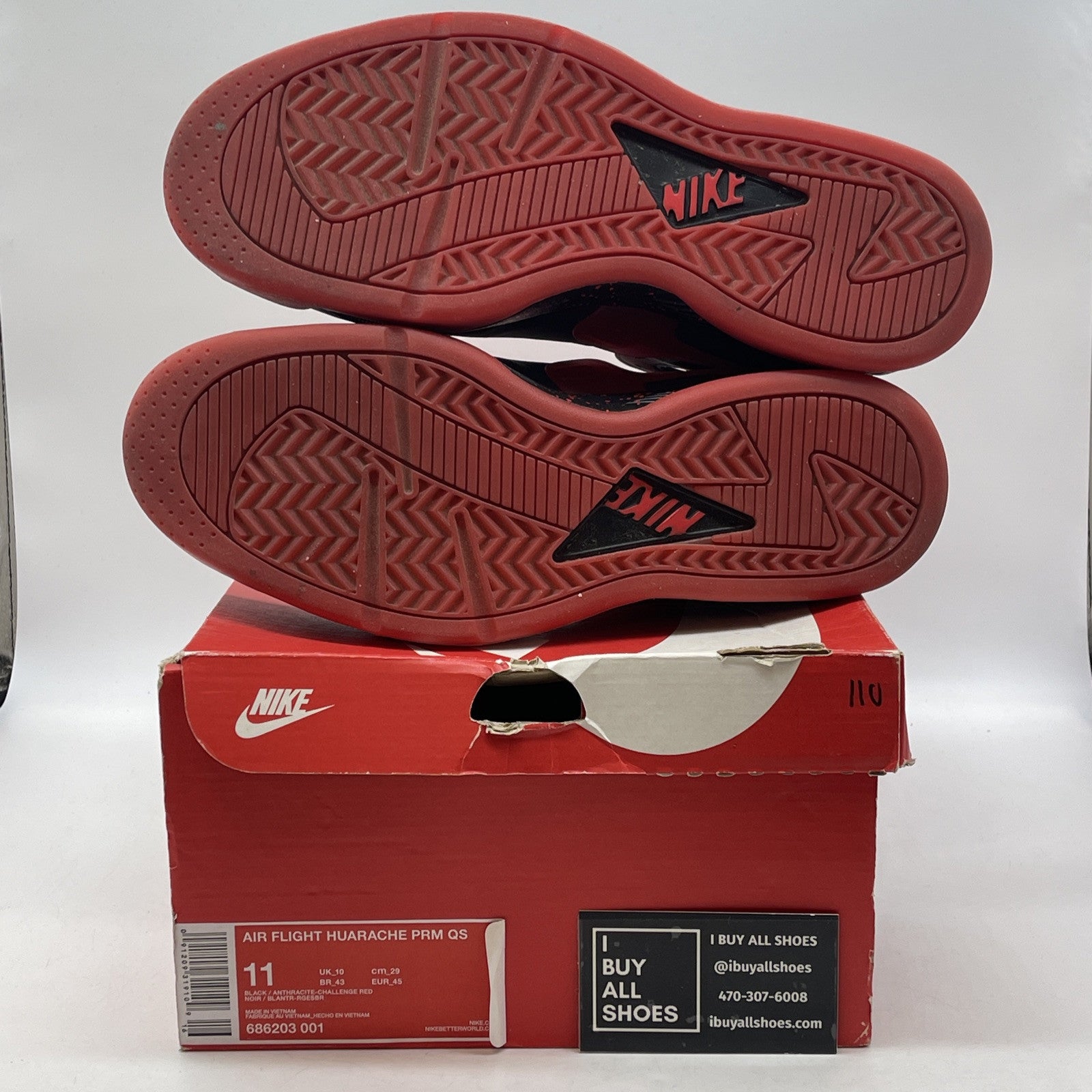 Size 11 - Nike Air Flight Huarache PRM QS Love/Hate Pack Suede (686203-001)
