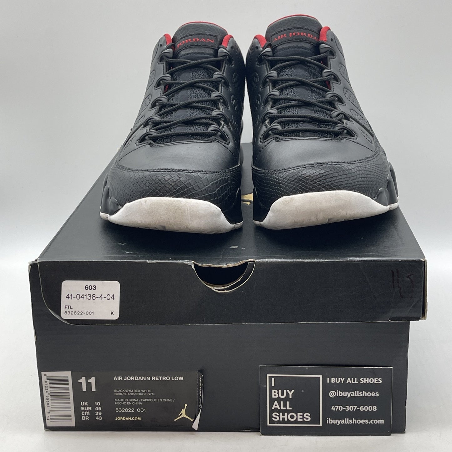 Size 11 - Air Jordan 9 Retro Low Snakeskin Black Red Leather (832822-001)