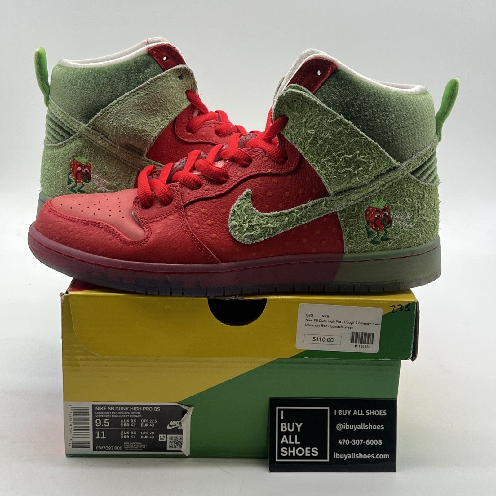Size 9.5 - Nike SB Dunk High Strawberry Cough (CW7093-600)