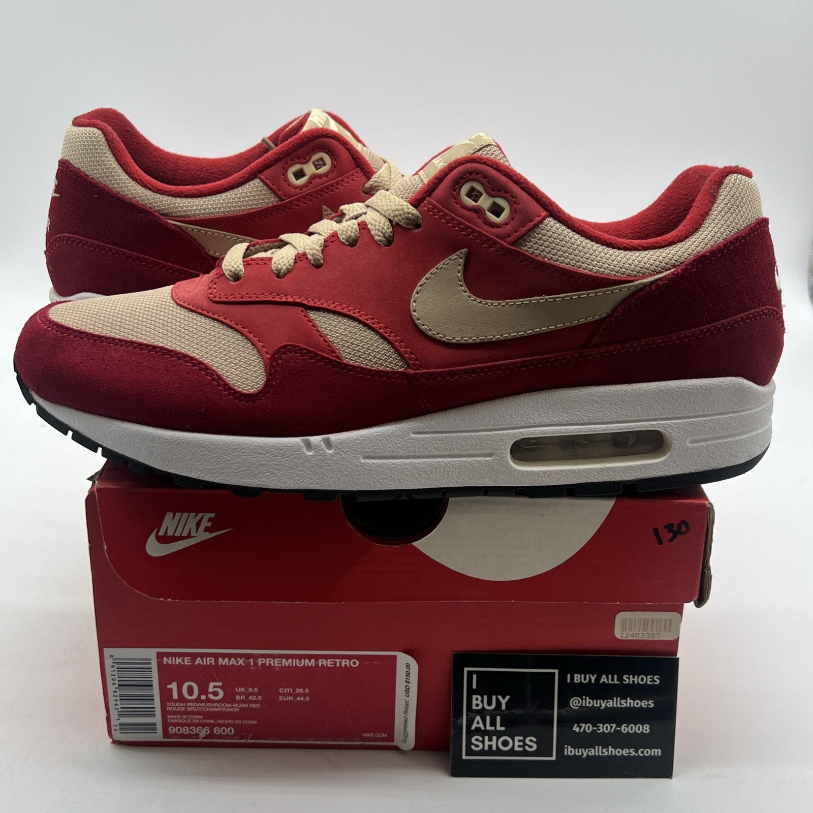Size 10.5 - Nike Air Max 1 Premium Retro Red Curry (908366-600)