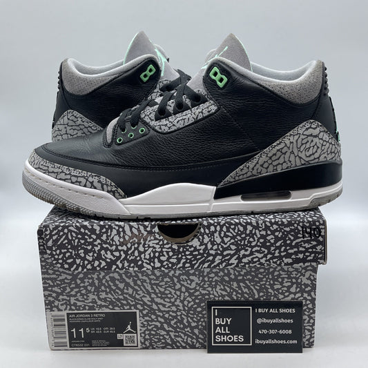 Size 11.5 - Air Jordan 3 Retro Green Glow Grey Suede Leather (CT8532-031)