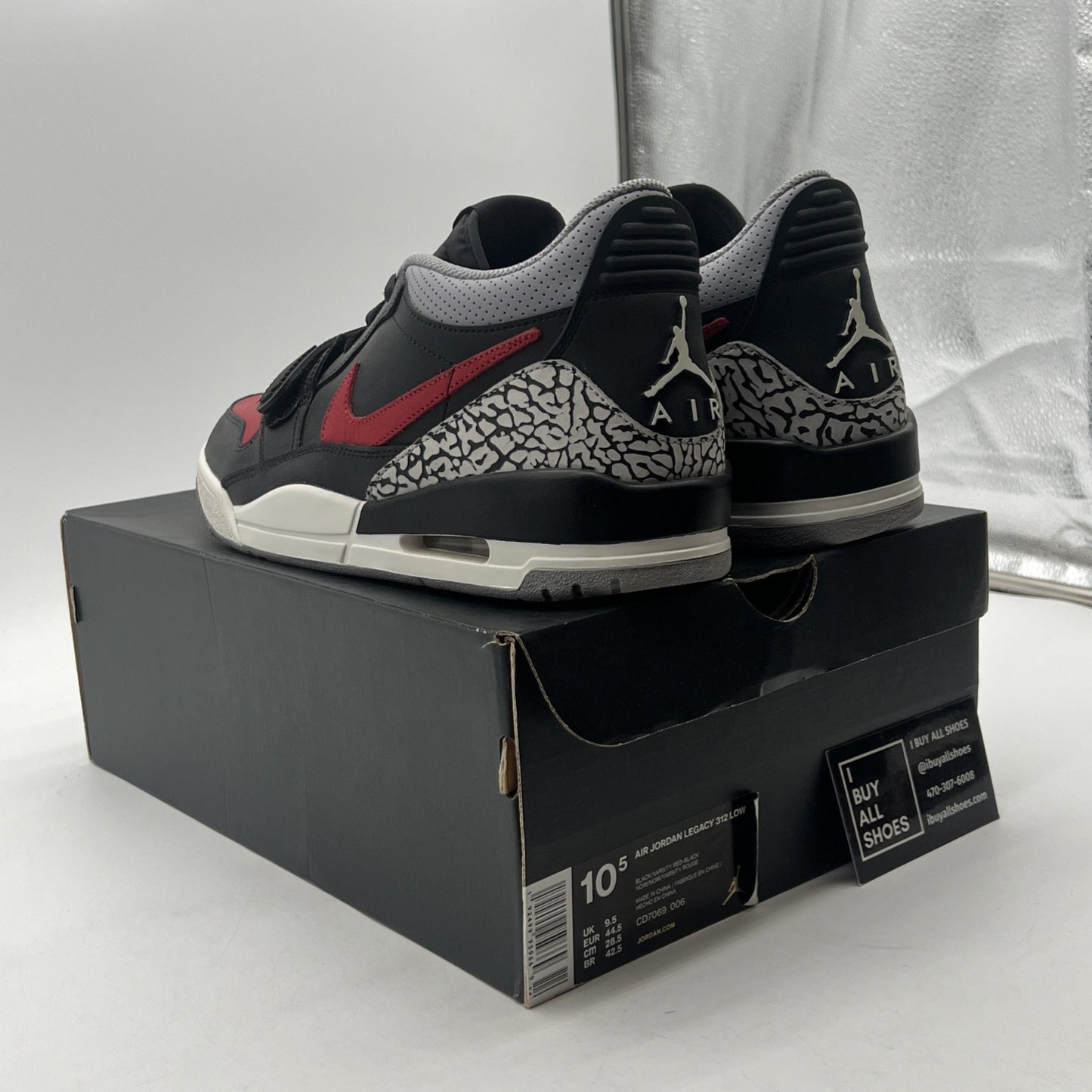 Size 10.5 - Jordan Legacy 312 Low Bred Cement (CD7069-006)